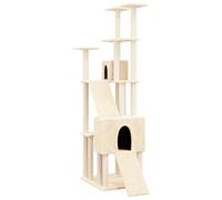 Tiragraffi con colonne in sisal, colore crema, 190 cm, tiragraffi con grotta e torre da gioco, per la cura degli artigli e il nascondiglio