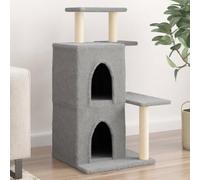 Tiragraffi con colonne in sisal, grigio chiaro, 97 cm, albero da arrampicata a più livelli con peluche, superfici di riposo, grotta e amaca per gatti, stabile mobile tiragraffi per interni, per