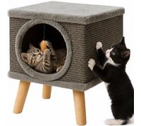 Tiragraffi gatto con cuccia casetta sisal Purlov 38x32x32 cm