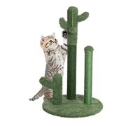 Tiragraffi Gioco Gatti, Graffiatoio Forma 3 Cactus con Pallina 34 x h59 cm Verde