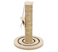Tiragraffi in legno puzzle a colonna con gioco biglie e gioco pendente per gatti