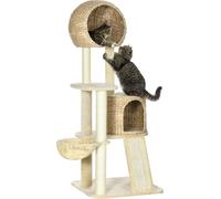 Tiragraffi Pawhut, 150 cm, albero per gatti con casetta per gatti, albero da arrampicata con amaca, colonna e rampa in sisal, tiragraffi per gatti, albero da gioco con protezione antiribaltamento, pel