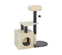 PawHut Albero Tiragraffi per Gatti Alto 92 cm con Casetta, Lettino, Pali in Sisal e Pallina, Bianco Crema Aosom Italy