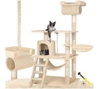 Tiragraffi per gatti 141 cm sisal albero gatto gioco amaca palestra nero nuovo