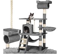 Tiragraffi per gatti 141 cm sisal albero gatto gioco amaca palestra nero nuovo