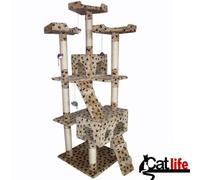 BAKAJI Tiragraffi per Gatti Albero Sisal Parco Giochi Cuccia Gatto Tira Graffi Unghie Alto 170 cm (Paw Beige)