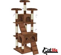 BAKAJI Tiragraffi per Gatti Albero Sisal Parco Giochi Cuccia Gatto Tira Graffi Unghie Alto 170 cm (Marrone)