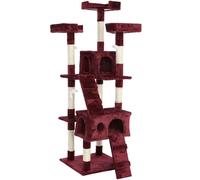 BAKAJI Tiragraffi per Gatti Albero Sisal Parco Giochi Cuccia Gatto Tira Graffi Unghie Alto 170 cm (Bordeaux Rosso Vino)
