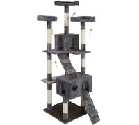 BAKAJI Tiragraffi per Gatti Albero Sisal Parco Giochi Cuccia Gatto Tira Graffi Unghie Alto 170 cm (Grigio)