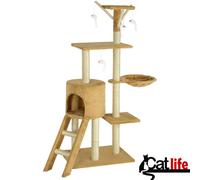 BAKAJI Tiragraffi per Gatti Albero Sisal Parco Giochi Gioco x Gatto Tira Graffi per Gatti Graffiatoio a Colonna Arredo Altezza 144cm (Beige)