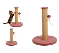 Tiragraffi per gatti - Albero tiragraffi Riba rosa antico - Corda in juta - Base imbottita - Gioco con piume - 38,5 x 38,5 x 60 cm
