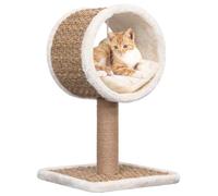Tiragraffi per gatti con colonna tiragraffi in erba marina, altezza 56 cm, tunnel e giocattolo da appendere, albero da arrampicata compatto per interni, stabile tiragraffi con superficie in peluche e