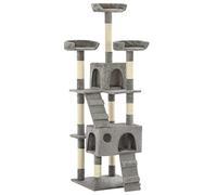 Tiragraffi per gatti con colonne in sisal e morbido peluche, altezza 170 cm, 2 case, rampe, piattaforma di vista, robusto albero da arrampicata per la cura degli artigli, giocare, nascondere e