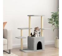 Tiragraffi per gatti con colonne tiragraffi in sisal e peluche, altezza 97,5 cm, albero da arrampicata a più livelli con grotta, superficie di appoggio e amaca, robusto mobile tiragraffi per giocare