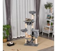 Tiragraffi per Gatti con Cuccia, Amaca, e Pali in Sisal, Grigio