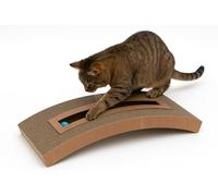 Tiragraffi per Gatti - Flamingo Deso Marrone - 49x24x9 cm - con Erba gatta - Pallina sonaglio - Doppio Lato - Cartone riciclabile