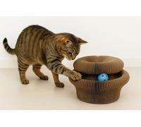 tiragraffi per gatti - gioco tiragraffi Cama rotondo marrone 18,5x11x8 cm - cartone riciclabile - pieghevole - 3 forme con magnete - pallina con campanellino - gioco gatto