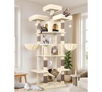 Tiragraffi per Gatti Grandi Beige Castello per Gatto Alto 204 cm con 3 Trespoli