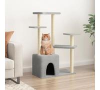 Tiragraffi per gatti, grigio chiaro, con colonne tiragraffi in sisal e peluche, 107,5 cm, albero da arrampicata con grotta, superfici di riposo, amaca, stabile, per soggiorno, interni, protezione dei