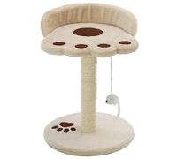 Tiragraffi per gatti in sisal con peluche, 40 cm, beige e marrone, stabile albero da arrampicata con mouse da gioco, piattaforma di riposo, colonna in sisal per arrampicata, giocare, dormire in