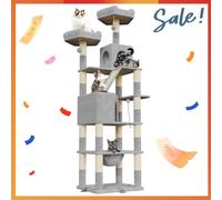 Tiragraffi per gatti Oak & Tea XXL da 208 cm con amaca per la casa e tiragraffi Topping Safe per gatti di grandi dimensioni Grigio chiaro XXL (208 cm)