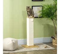 Tiragraffi per gatti PawHut con palo in sisal e sfera sospesa 38x38x80 cm Oak and cream 38x38x80 cm