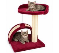 TIRAGRAFFI PER GATTI ROSSO CON GIOCO PALLINA PALO 50 CM TOPOLINO TUNNEL SOFFICE