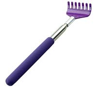 Tiragraffi per la schiena, in acciaio inox, massaggiatore telescopico, strumento per graffiare la schiena, portatile, allungabile, con manico telescopico, donne, sollievo dal prurito (viola)