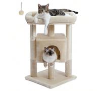 Tiragraffi piccolo alto 28" per gattini e gatti di taglia media con 2 tiragraffi, 1 grotta abitabile + 1 grande piattaforma superiore Progettato per gatti di piccola e media taglia o gatti giovani dai