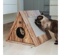 Tiragraffi triangolare a forma di casetta con nicchia CanadianCat - Legno naturale - Tiragraffi gatto - 1° ORDINE? scegli lo sconto BZR5 / BZR20 + 200 punti fedeltà