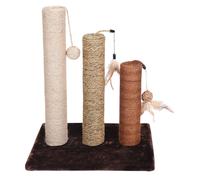 Tiragraffi Tris con tre colonne e giochi pendenti per gatti