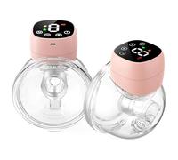 Tiralatte a mani libere, tiralatte indossabile, 3 modalità e 12 livelli, pompa elettrica portatile per latte con lunga durata della batteria, confezione da 2, rosa