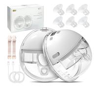 Tiralatte Elettrico con 4 Modalità, 2 Tiralatte Elettrico Indossabile, con 2 Fibbie di Regolazione del Reggiseno e Inserti per Flange 17/19/21mm, Basso Rumore, Senza Bpa, con Display a Led, Bianco