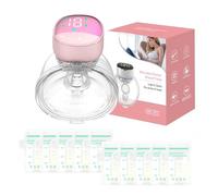 Tiralatte Elettrico Indossabile Portatile ，4 Modalità e 12 Livelli，Tiralatte Neonati Elettrico con Display LCD, Silenzioso Indolore,10 Sacchetti per la Conservazione del Latte Gratuiti，180ML