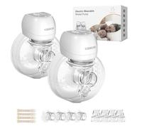 Tiralatte Elettrico,Tiralatte Elettrico Indossabile, Tiralatte LCD Vivavoce,3 modalità e 9 livelli,Pompa mammaria senza fili ricaricabile a basso rumore con flange 21mm / 24mm (Bianco 2pcs)