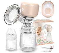 Nukido Tiralatte Elettrico 3 Modalità Portatile Indicatore LED Senza BPA Silicone Beige Bianco