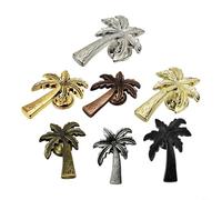 Tiranti per armadietti in lega di zinco con design a palma da cocco, per interni moderni e rustici a tema tropicale (nero opaco)