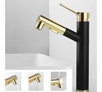 Tirare il rubinetto del lavandino del bagno spruzzatore, tocco rotante in ottone, miscelatore ad acqua calda e fredda, sopra il bancone per bagni moderni - resistente e elegante LWX