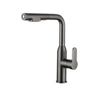 Tirare verso il basso il rubinetto kiten, 360 manico singolo girevole estrarre 2 modi in ottone mixer spruzzatore e tocco freddo (grigio) Beauty Comes