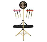 Tirassegno Bersaglio 6 Freccette Acciaio Dardo Set Completo Supporto Oro Borsa