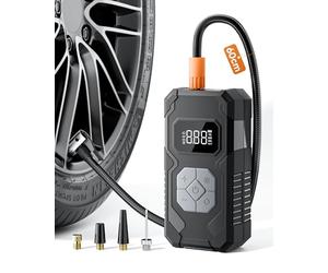 Tire Inflator Compressore Aria Portatile Senza Fili 150PSI, Batteria Ricaricabile con Manometro Digitale, Auto Spegnimento e Luce LED, Gonfiatore Elettrico per Auto, Moto, Bici, Palloni, Grigio
