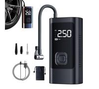 Tire Inflator Portable Air Compressor, 3-150PSI Cordless Tire Pump, LED Light Ricaricabile Inflators, Motorcycle Auto Bike Ball Inflation, 60 W Power Supply