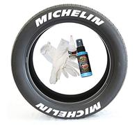 Tire Stickers - 'Michelin' - Tyre Lettering ADD-On Accessory - DIY, Easy with Free 2oz Bottle Touch-up Cleaner - (17"-18"/1" - 4 Decals)