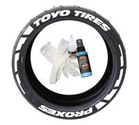 Tire Stickers Toyo Tires Proxes Frost Edition - Kit fai da te permanente in gomma per pneumatici con colla e flacone da 56,7 g con detergente per ritocchi, ruote da 17-18 pollici, 1,50 pollici/bianco,