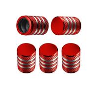 Tire Valve Stem Cap Cover - (5 Pack) Tire Air Caps Metal with Plastic Liner Corrosion Resistant Leak-Proof for Car Truck Motorcycle SUV and Bike Red