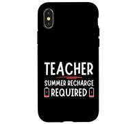 Tired Last day School Summer Recharge Required Teacher Custodia per iPhone X/XS