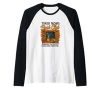 Tired Moms Book Club Coffee Chaos & Chapters Graphic Maglia con Maniche Raglan