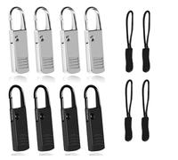 Tiretti per Cerniere,12pz Zip Cerniera,Tiralampo per Cerniera Staccabili,Cursore Cerniera Ricambio,Zip Cerniera Ricambio,Linguette per Riparazione Zip,Linguette Tiralampo Ricambio per Chiusure Lampo