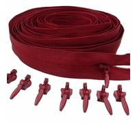 tiretto per cerniere, 3# Cerniera invisibile in nylon Cerniera lunga 5/10/20 metri 10/20/30 Cursori con bloccaggio automatico utilizzati for borse di abbigliamento(Red wine)