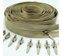 tiretto per cerniere, 3# Cerniera invisibile in nylon Cerniera lunga 5/10/20 metri 10/20/30 Cursori con bloccaggio automatico utilizzati for borse di abbigliamento(Khaki)
